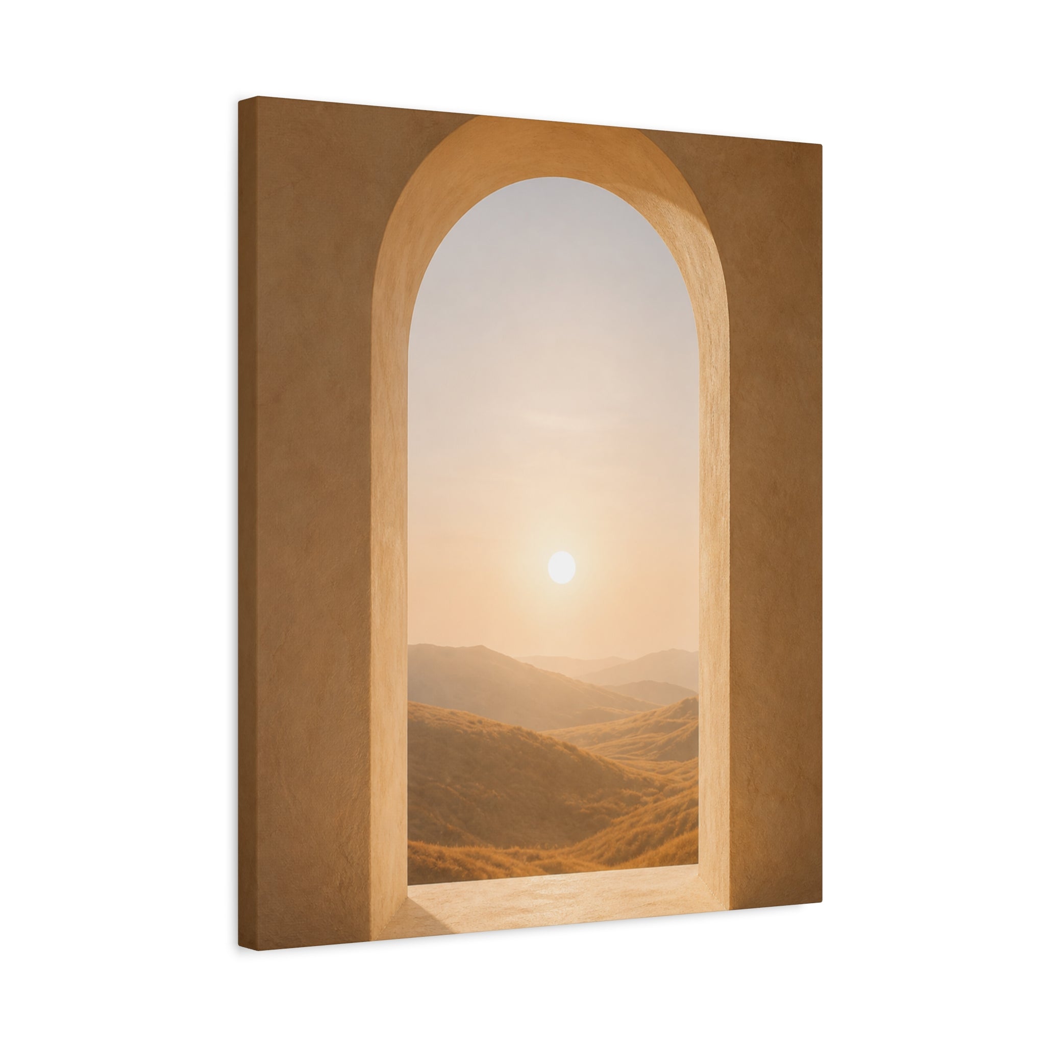 Archway Sunrise Canvas Wall Art — Warm Mediterranean Landscape Matte Stretched Print